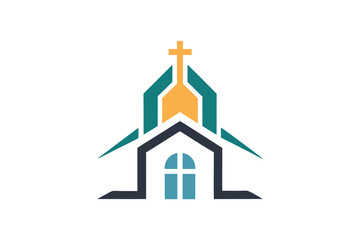 The church structure with gold cross atop displays symbolic religious importance and spiritual significance