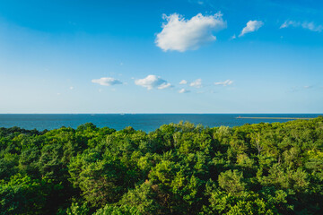View of the Bay of Gdańsk - Baltic Sea. Gdańsk, Poland. Beautiful water surface on a sunny day.