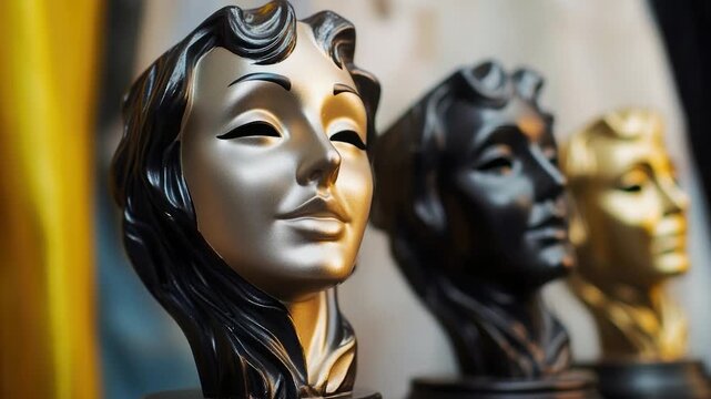 A detailed view of a female figurine's face and hair