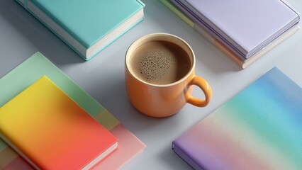 cup of coffee and books