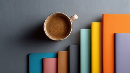 stack of books on wooden table