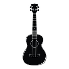 Obraz premium Vector art of a black ukulele is isolated on white background