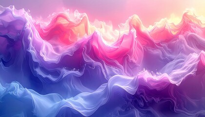 Obraz premium Abstract digital painting of flowing waves in shades of purple, pink, and blue.