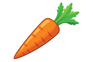 Bright orange carrot displays fresh green leaves against a simple clean white surface beautifully