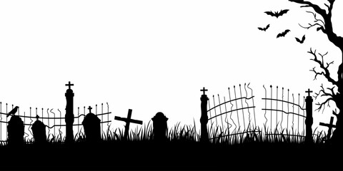 illustration of Graveyard panorama for halloween background
