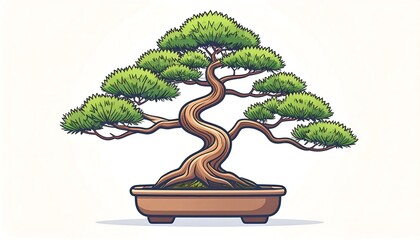 A stylized bonsai tree in a pot