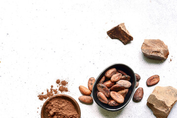 Ingredients for making hot chocolate . Top view with copy space.