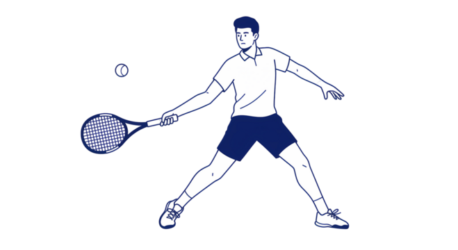 Male Tennis Player Hitting a Backhand Illustration