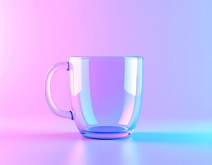 Empty glass mug neon lights