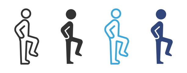 Single Leg Calf Raise Icon set , Fitness Activity Icons in outline and flat style, vector illustration . © Habiba Anika