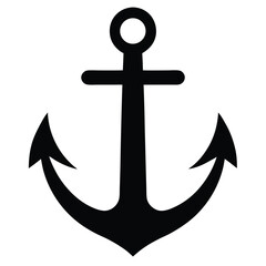 Classic ship anchor silhouette nautical symbol maritime icon