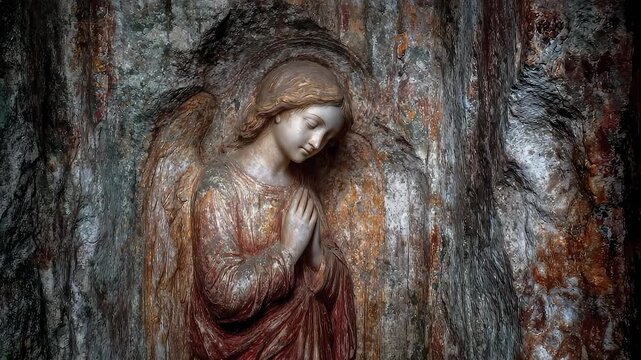 Praying Angel Sculpture Comes to Life in Stone
