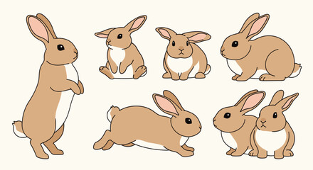 A collection of cute cartoon bunnies in various playful poses.