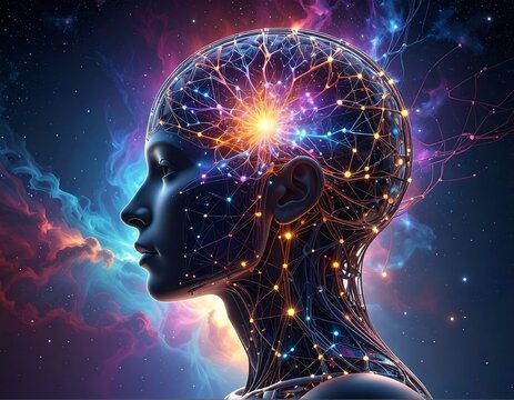 A futuristic profile of a head, highlighting neural pathways