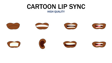 Lips Sync Set. Human lips Collection for lips Animation and synchronization. Sad, Smile, Angry, Laughing Mouth Vector Illustration.	
