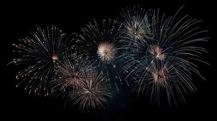 Fototapeta premium festive fireworks in the black night sky background no logos no brands ar 169