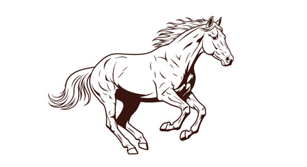 Obraz premium A powerful horse gallops with speed and grace in a dynamic outline drawing.