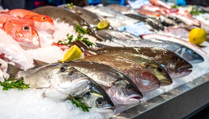 Fresh fish on ice at a market (1)