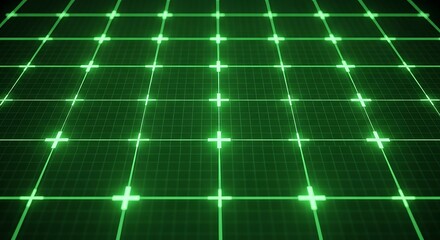 Luminous green grid abstract backdrop representing technological interface