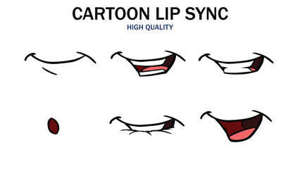 Lips Sync Set. Human lips Collection for lips Animation and synchronization. Sad, Smile, Angry, Laughing Mouth Vector Illustration.	
