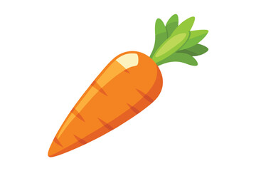 Vibrant orange carrot displays fresh green leaves in a clean, crisp studio setting