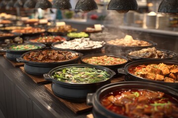 Fototapeta premium Vibrant Asian Food Court Scene