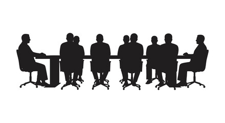 Group of people seated around a table in dark silhouette
