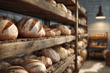 ultra detailed bread factory interior