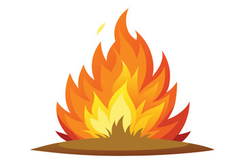 Bright flame illustration with yellow and orange hues rising from a brown base