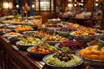 Obraz premium Lavish Buffet in Elegant Dining Hall