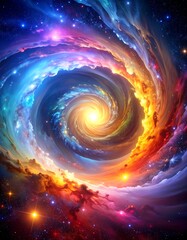 Colorful swirling nebula in space (2)