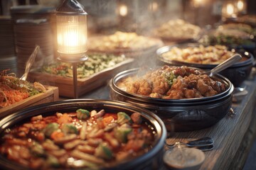 Obraz premium professional catering food showcase