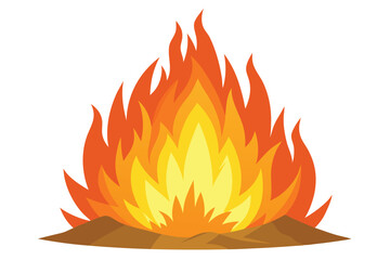 Vivid flames emerge from ground, creating a campfire experience in a bright depiction