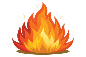 Bright orange flame burns fiercely with radiant heat and light against a plain background