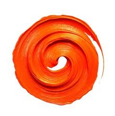 A vibrant orange paint swirl spins in a circular motion. A glowing swirl of orange texture.