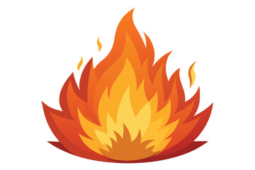 Cartoon flames flicker brightly with gradients of vibrant orange and yellow colors against white