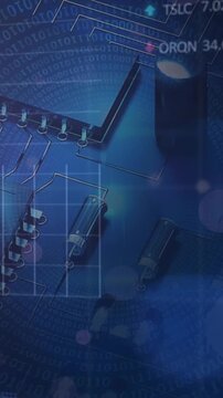 Animation of data processing over caucasian male soccer player on stadium