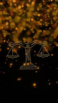 Animation of weight scale of libra zodiac sign over illuminated yellow lens flares