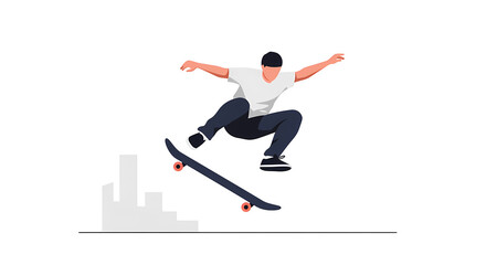 Skateboarder Performing a Trick in the Air Illustration