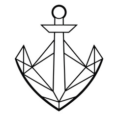 Geometric anchor design maritime symbol nautical icon simple outline