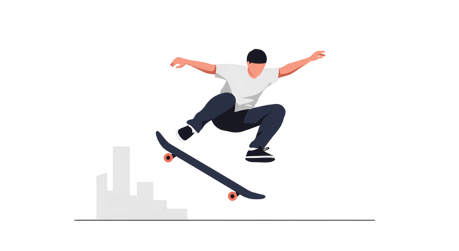 Skateboarder Performing a Trick in the Air Illustration