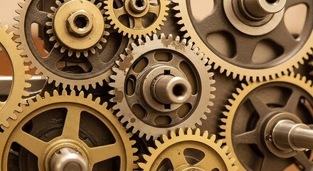 Intricate interplay of gears, cogs, and metal components in a mechanical system