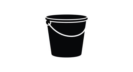 Simple black bucket icon against a white background silhouette