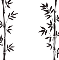 Minimalist black and white bamboo illustration plant