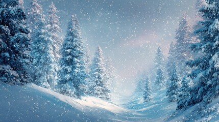 enchanting winter holiday greeting card with serene snow landscape and festive atmosphere