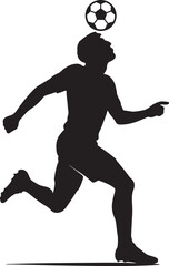 Soccer Player Silhouette Heading Ball in Action
