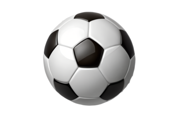 Classic Black and White Soccer Ball on Black Background