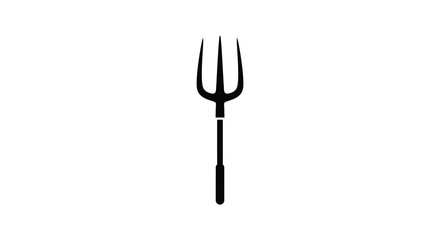 A simple black garden fork illustration with a distinct silhouette