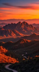 Sunset Mountain Road Scenic View.