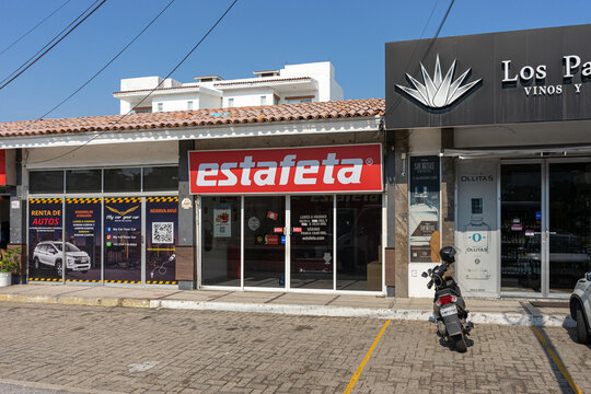 Estafeta post office facades, estafeta delivery store, Guadalajara, Jalisco, Mexico, November 2, 2024.